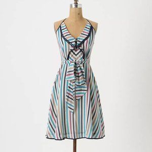Anthropologie Girls from Savoy Striped "Gull Wing" Silk Dress